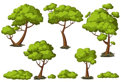 Cartoon Trees Set Pre Designed Illustrator Graphics ~ Creative Market
