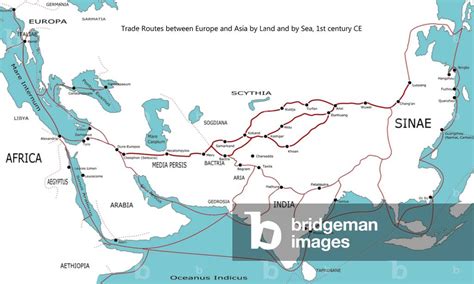 Image Of World Map Of Trade Routes Between Europe And Asia By