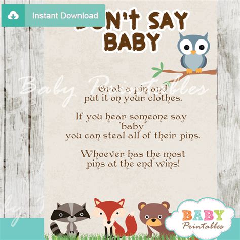 Woodland Baby Shower Games D137 Baby Printables
