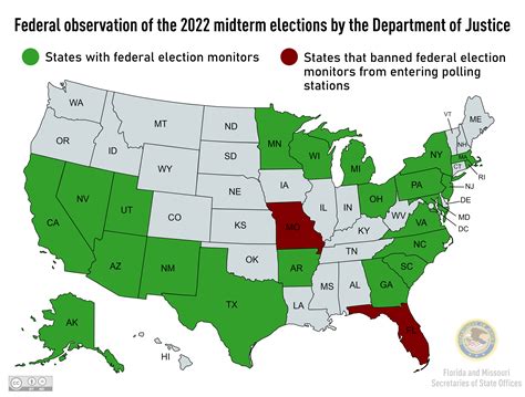 States With Deployed Federal Monitors For The 2022 Midterm Elections