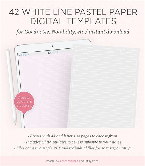 Digital Note Taking Pastel Paper Template Goodnotes Etsy