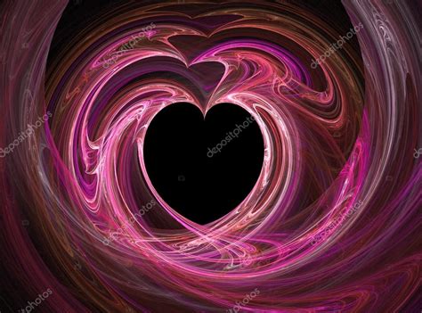 Pink And Purple Swirls A Black Heart Surrounded By Swirls Of Pink And