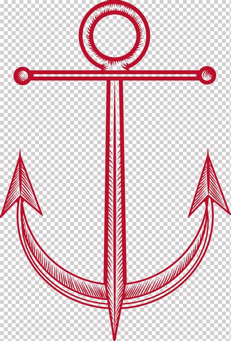 Barco rojo del ancla línea roja del ancla texto técnica decorativo