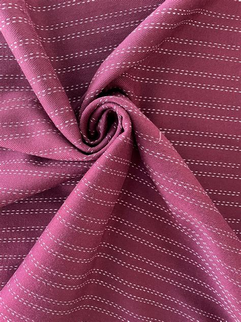 Maroon Pinstripe Fabric Fabric By The Half Yard Etsy