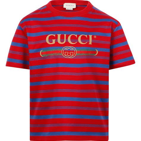 Gucci Striped Gg Logo T Shirt In Red Bambinifashion Com