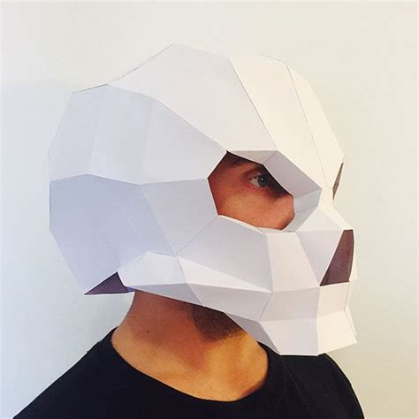 Make Your Skull Mask Helmet From Paper Pdf Pattern Mask Polygon Face