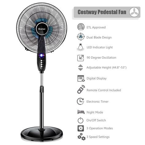 16 Adjustable Oscillating Pedestal Stand Fan Fans And Fan Parts