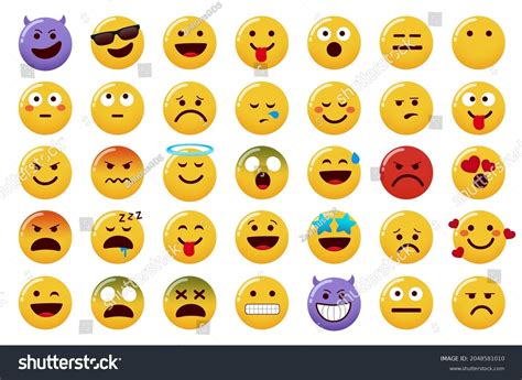 Vektor Stok Emoticon Emojis Vector Set Emoticons Character Tanpa