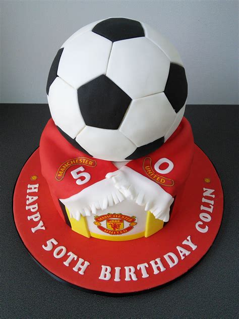 Manchester United Football Club 50th Birthday Cake With Football