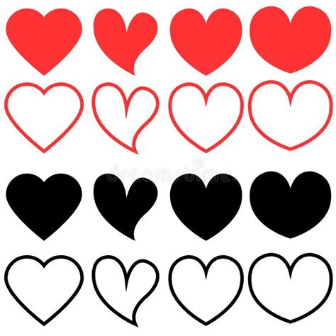 Heart Icon Vector Set Love Illustration Sign Collection Romance