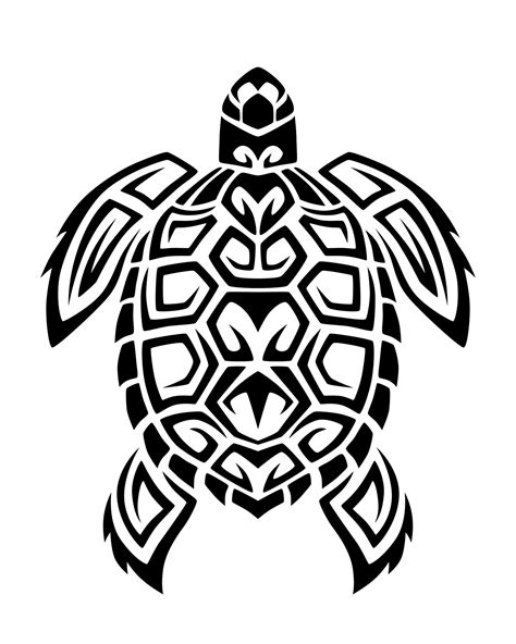 Sea Turtle In Maori Tattoo Tribal Style Black And White Sketch Or Logo