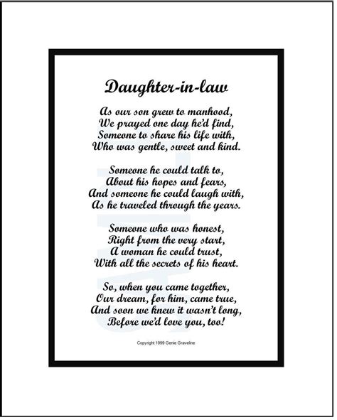 Our Daughter In Law Poem Digital Download Daughter In Law Present