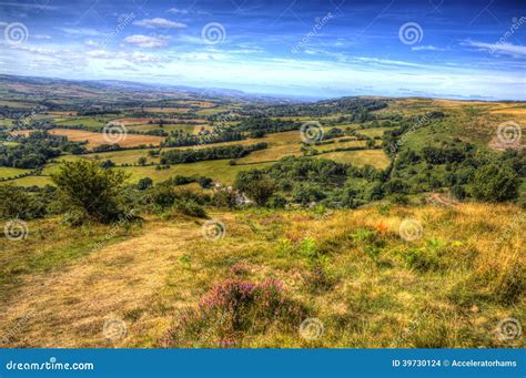 Quantock Hills Somerset View In Colourful Hdr Towards Bristol Channel