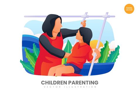 Children Parenting Vector Illustration Concept Design Template Place