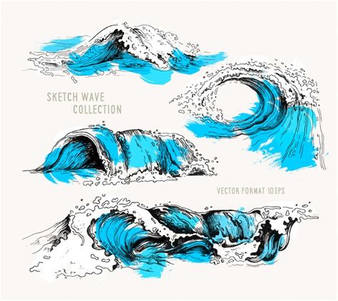 Premium Vector Sketch Ocean Waves Collection