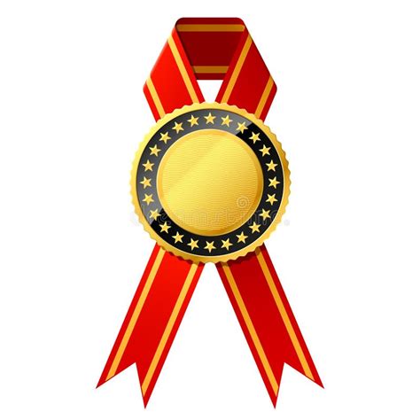 Gold Badge With Red Ribbon Stock Vector Illustration Of Event 9105069