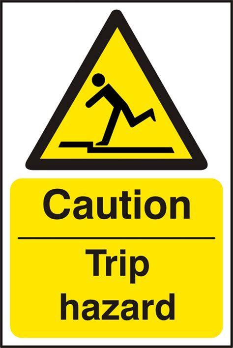 Caution Trip Hazard Sign Whiteyellow