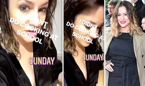 Caroline Flack Instagram Presenter In Near Nip Slip As She Goes Braless Under Silk Robe