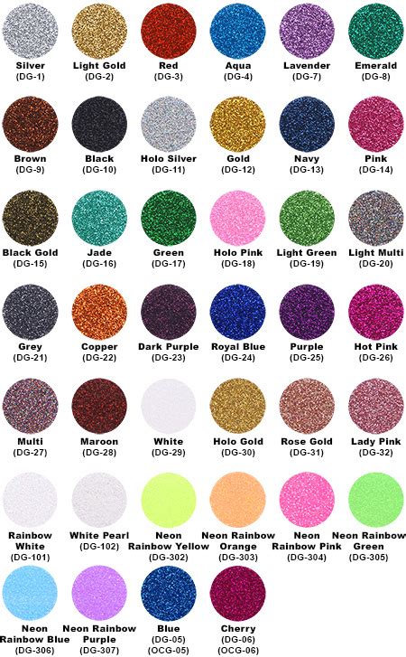 Glitter Flex Colour Chart Copic Color Chart Colour Chart Copic