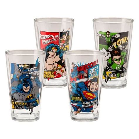 Dc Comics 16 Oz Glasses Set 4 Pack Because Wonder Woman Nerdy