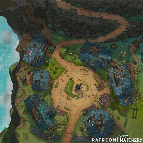 Abandoned Village Battle Map 30x30 Battlemaps Fantasy Town Fantasy