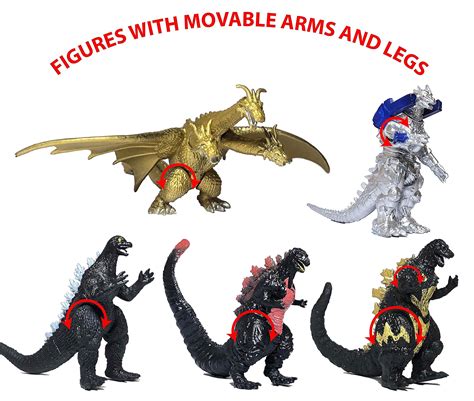 Buy Twcare Set Of 6 Godzilla Toys Movable Joint Action Figures King Of
