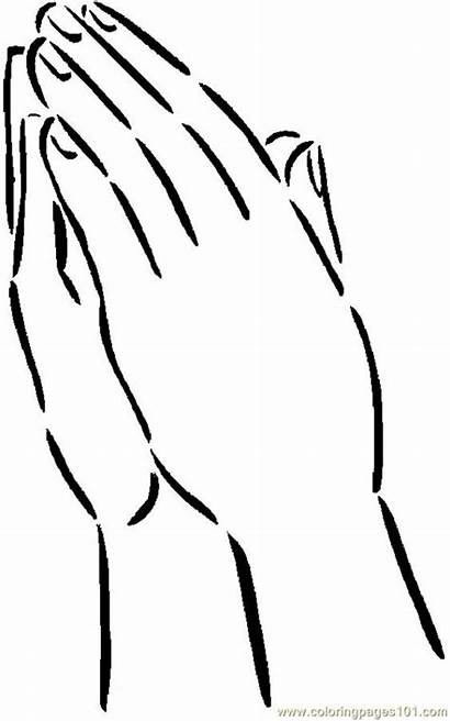 Hands Coloring Praying Pages Printable Hand Clipart