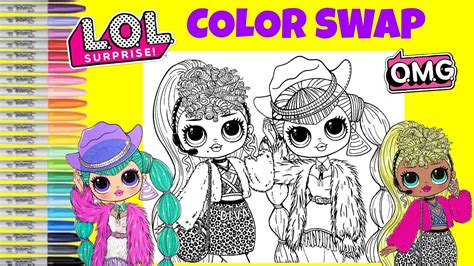 Lol Surprise Omg Dolls Coloring Book Color Swap Cosmic Nova And Lady