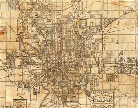Indianapolis Indiana Vintage City Map Photograph By Elite Image
