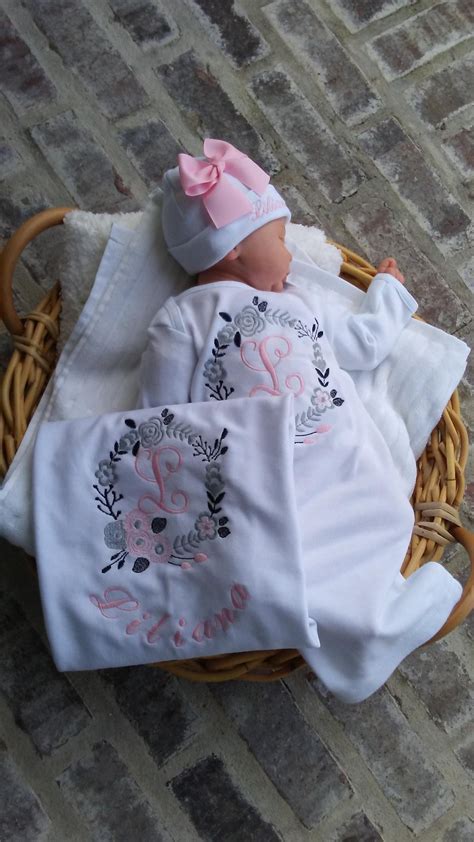 Newborn Girl Coming Home Outfit Personalized Floral Gown Etsy Baby