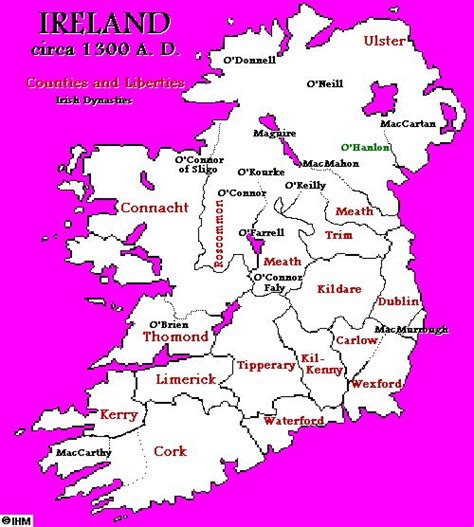 Map Of Ireland C 1300 Link To Source Irelands History In Maps