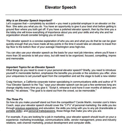 How To Write A Elevator Speech