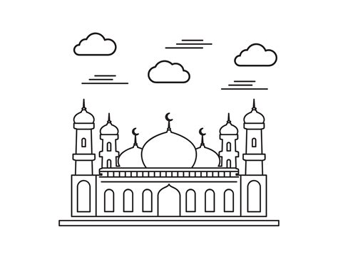 Outline Mosque Vector Design Graphic By Sabavector · Creative Fabrica