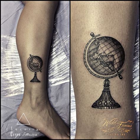 Globe Tattoo In Black And Grey Neo Traditional Style By Jorge Beccera