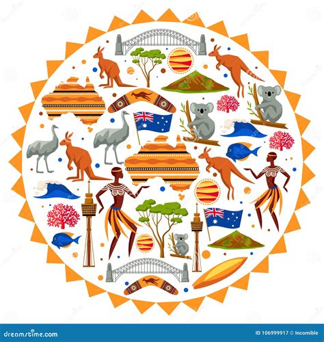 Australia Background Design Australian Traditional Symbols And Objects