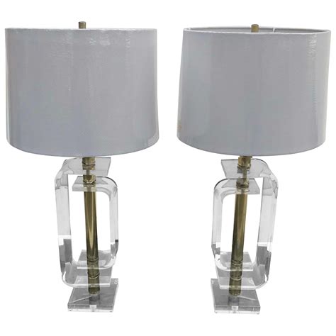 Rare Pair Of Swirled Amber Resin Lucite Table Lamps At 1stdibs