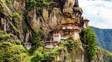 Фото Монастырь Taktsang lakhang Bhutan скале Природа 1920x1080