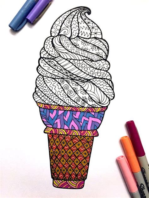 Check spelling or type a new query. Ice Cream Cone - PDF Zentangle Coloring Page | Zentangle patterns, Coloring pages, Ice cream cone