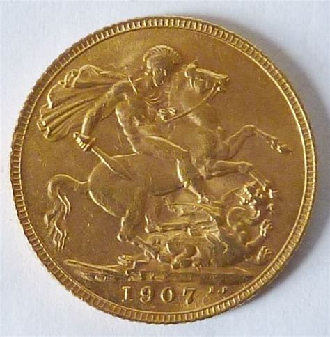 King Edward Vii 22ct Gold Sovereign Coin 1907 124971