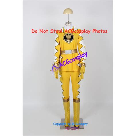 Power Rangers Dino Thunder Yellow Dino Ranger Cosplay Costume With Real