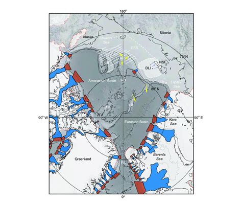 Map Of The Arctic Ocean Showing The Maximum Extent Of Quaternary