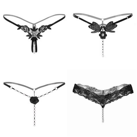 lady sexy underwear butterfly thongs pearl g string lingerie briefs lace panties wish