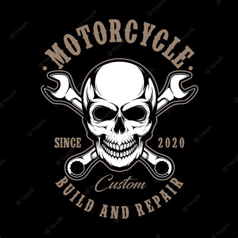 Premium Vector Skull Motorcycle With Wrenches Illustration