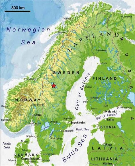 Topographic Map Of The Scandinavian Peninsula The