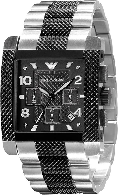Emporio Armani Gents Square Stainless Steel And Black Ip Case Black