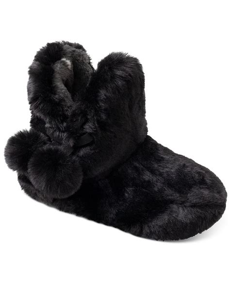 Cuddl Duds Faux Fur Pom Pom Bootie Slippers And Reviews Slippers