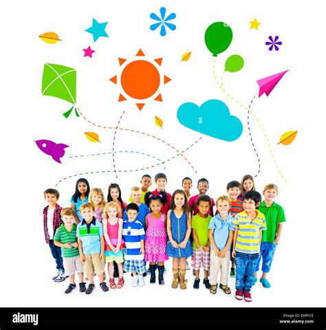 Group Of Multiethnic Cheerful Children Childhood Activities Stock Photo