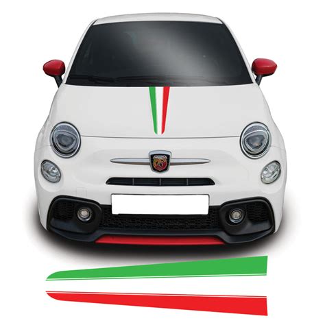 Fiat 500 Italian Flag Bonnet Stripe Vinyl Sticker Concept Graphics