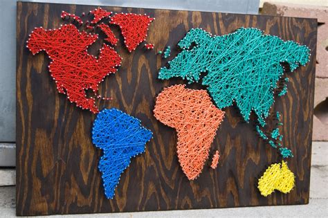 nail wall art world map primary pleasures palette 135 00 via etsy eclectic artwork map