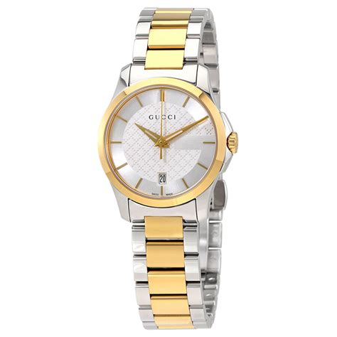 Gucci G Timeless Silver Dial Ladies Two Tone Watch Ya126563 G
